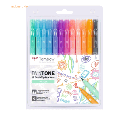 Tombow Doppelfasermaler TwinTone Rund- und Finelinerspitze VE=12 Stück Tombow Doppelfasermaler TwinTone Rund- und Finelinerspitze VE=12 Stück