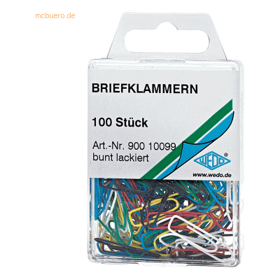 10 x Wedo Büroklammern farbig lackiert 26mm VE=100 Stück 10 x Wedo Büroklammern farbig lackiert 26mm VE=100 Stück