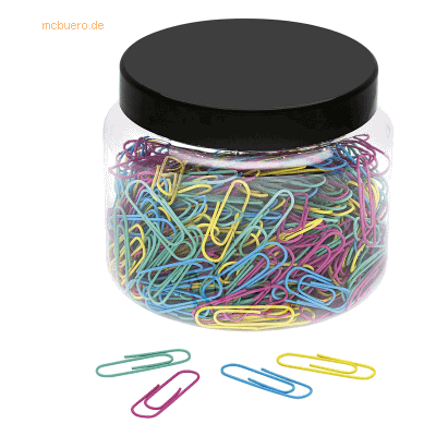 6 x Wedo Büroklammern 27mm VE=500 Stück farbig sortiert 6 x Wedo Büroklammern 27mm VE=500 Stück farbig sortiert