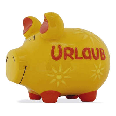 2 x KCG Spardose Schwein -Urlaub- - gelb mittel. 2 x KCG Spardose Schwein -Urlaub- - gelb mittel.