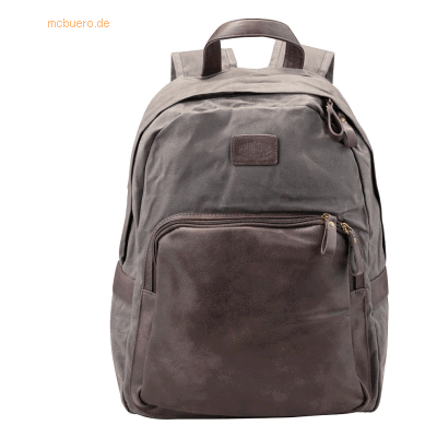 Jüscha Rucksack Sensation 32x44x16cm Canvas-Lederimitat-Mix grau/braun Jüscha Rucksack Sensation 32x44x16cm Canvas-Lederimitat-Mix grau/braun