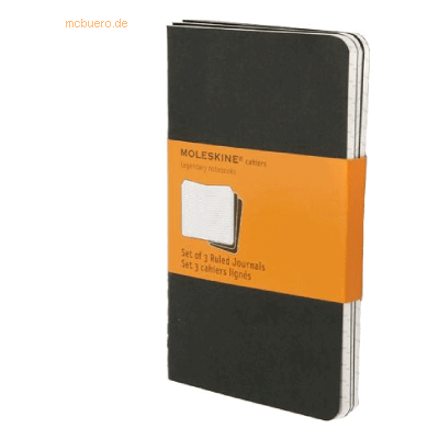 Moleskine Notizheft Cahier P A6 9x14cm VE=3 Stück liniert schwarz Moleskine Notizheft Cahier P A6 9x14cm VE=3 Stück liniert schwarz