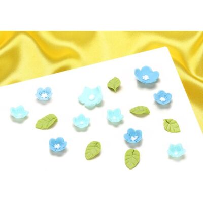 Culpitt Zuckerdekor Blumen und Blätter Blau 16 Stück Culpitt Zuckerdekor Blumen und Blätter Blau 16 Stück