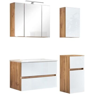 Held Möbel HELSINKI Wotan Eiche / Weiß Badezimmer-Set Held Möbel HELSINKI Wotan Eiche / Weiß Badezimmer-Set