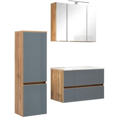 Held Möbel Helsinki Wotan Eiche / Grau Waschtisch-Set - Badezimmermöbel Held Möbel Helsinki Wotan Eiche / Grau Waschtisch-Set - Badezimmermöbel
