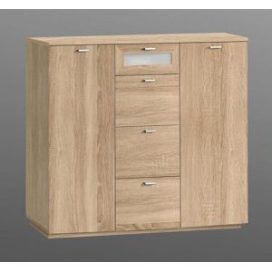 Forte Kommode Nexus 2-türig mit 4 SK Sonoma Eiche/Weißglas Forte Kommode Nexus 2-türig mit 4 SK Sonoma Eiche/Weißglas