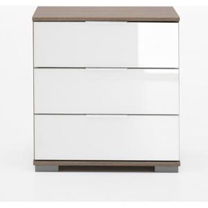 Nachttisch 1 Stück Easy Plus C von WIMEX Eiche Sägerau Nachbildung / Glas Weiß Nachttisch 1 Stück Easy Plus C von WIMEX Eiche Sägerau Nachbildung / Glas Weiß