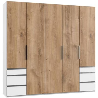 Wimex Level Kleiderschrank - 5-türige weiße/holzfarbene Möbel Wimex Level Kleiderschrank - 5-türige weiße/holzfarbene Möbel