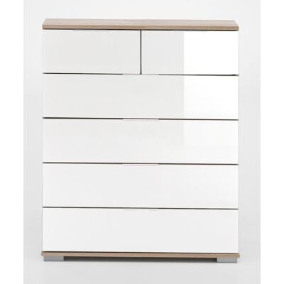 Kommode Easy Plus C von WIMEX Eiche Sägerau Nachbildung / Glas Weiß Kommode Easy Plus C von WIMEX Eiche Sägerau Nachbildung / Glas Weiß