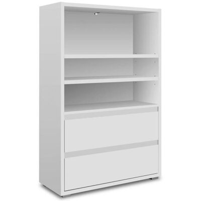 MITZ Weiß Regal - 3 Fächer, 2 Schubladen - Bücherregal MITZ Weiß Regal - 3 Fächer, 2 Schubladen - Bücherregal