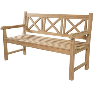 DESIGNLINK GmbH Gartenbank 3-er Sitzer inkl. Rücken und Armlehnen rustikal 150 cm breit Natur Teakholz DESIGNLINK GmbH Gartenbank 3-er Sitzer inkl. Rücken und Armlehnen rustikal 150 cm breit Natur Teakholz
