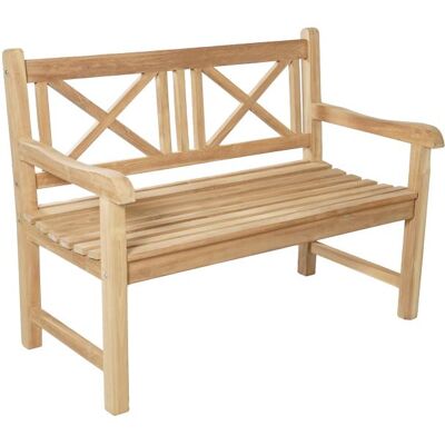 DESIGNLINK GmbH Gartenbank 2-er Sitzer inkl. Rücken und Armlehnen rustikal 120 cm breit Natur Teakholz DESIGNLINK GmbH Gartenbank 2-er Sitzer inkl. Rücken und Armlehnen rustikal 120 cm breit Natur Teakholz