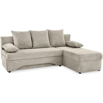JOB Ecksofa Cord inkl. Bettfunktion, Bettkasten und Kissen Greige JOB Ecksofa Cord inkl. Bettfunktion, Bettkasten und Kissen Greige