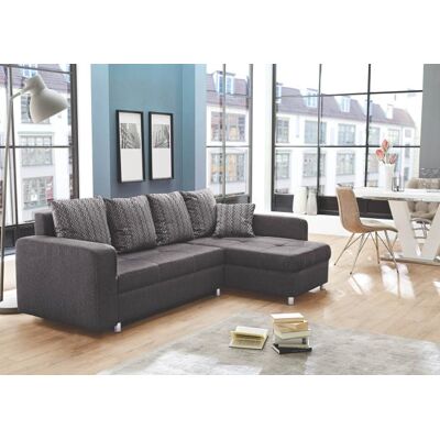 JOB Ecksofa klein mit Schlaffunktion und Bettkasten Grau-Schwarz 235 x 154 cm beidseitig montierbar JOB Ecksofa klein mit Schlaffunktion und Bettkasten Grau-Schwarz 235 x 154 cm beidseitig montierbar