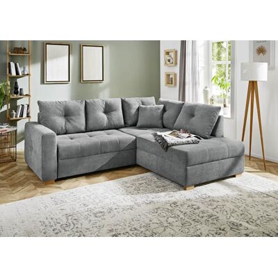 JOB Ecksofa mit Schlaffunktion und Bettkasten Dunkelgrau 228 x 199 cm beidseitig montierbar JOB Ecksofa mit Schlaffunktion und Bettkasten Dunkelgrau 228 x 199 cm beidseitig montierbar