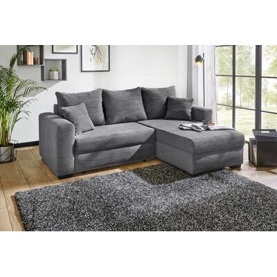 JOB Ecksofa inkl. Bettkästen und Kissen variabel montierbar Cord Grau JOB Ecksofa inkl. Bettkästen und Kissen variabel montierbar Cord Grau