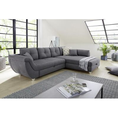 Wohnlandschaft re./li. montierbar inkl. Schlaffunktion + Bettkasten MARANELLO von JOB Microfaser dunkelgrau Wohnlandschaft re./li. montierbar inkl. Schlaffunktion + Bettkasten MARANELLO von JOB Microfaser dunkelgrau