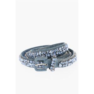 Ermanno Scervino Denim Belt with All-Over Jewels 25mm Größe 75
