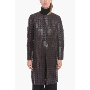 Bottega Veneta Knitted Leather SATINE Coat with Drawstring Größe 44