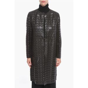 Bottega Veneta Knitted Leather SATINE Coat with Drawstring Größe 40