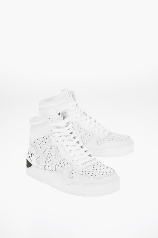 Giorgio Armani EXCHANGE Leather Openwork Sneakers Größe 8,5