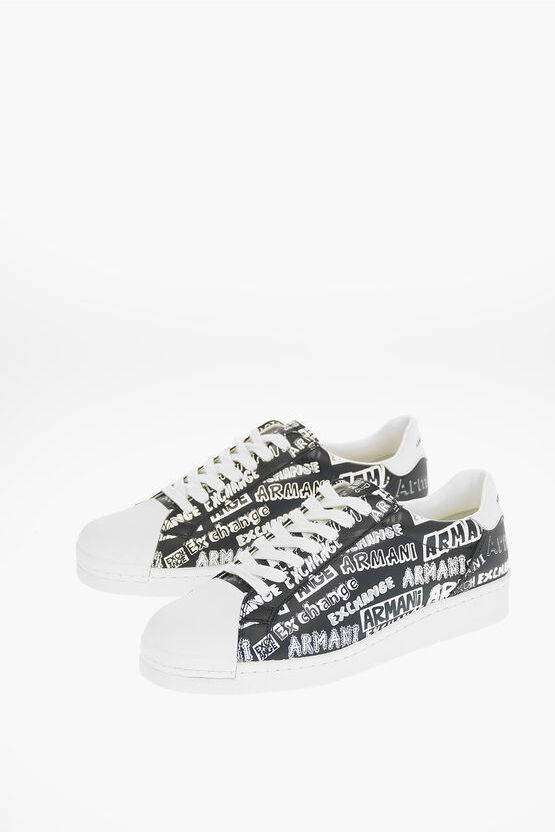 Giorgio Armani EXCHANGE Leather Printed Sneakers Größe 11