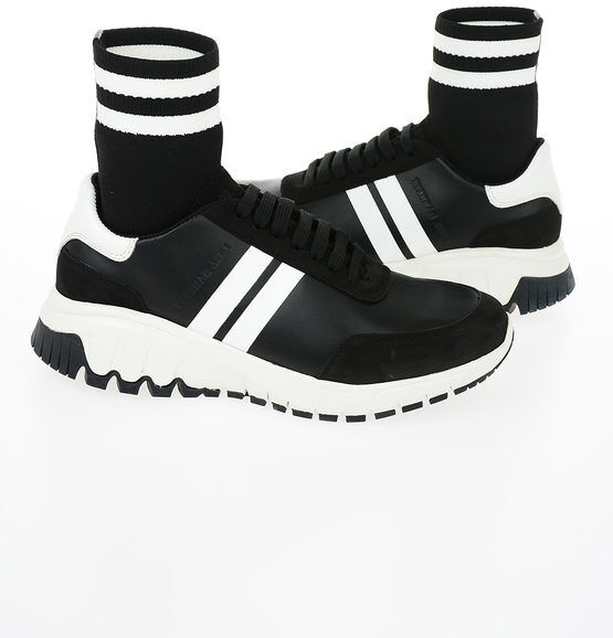 Neil Barrett Fabric and Leather MID HYBRID SOCK Sneakers Größe 43