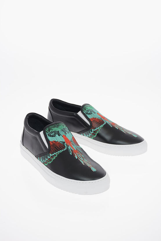 Marcelo Burlon Leather GREEN WINGS Slip On Sneakers Größe 42 Marcelo Burlon Leather GREEN WINGS Slip On Sneakers Größe 42