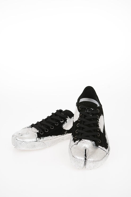 Maison Margiela MM22 Suede Leather TABI Sneakers with SilverLaminated Embell Größe 40 Maison Margiela MM22 Suede Leather TABI Sneakers with SilverLaminated Embell Größe 40