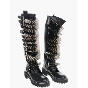 Philipp Plein Leather Lace-up Boots with All-Over Studs 4.5cm Größe 37