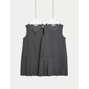 Marks & Spencer 2er Pack knitterarmes Schürzenkleid für Mädchen - Grau - 11-12 Jahre