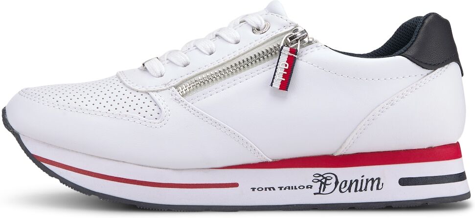 TOM TAILOR DENIM Damen Sneaker mit Plateaubsatz, weiß, Gr.42