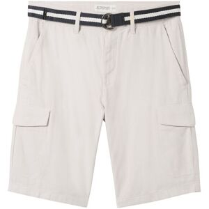 TOM TAILOR Herren Regular Cargoshorts mit Gürtel, beige, Uni, Gr. 30