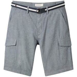 TOM TAILOR Herren Regular Cargoshorts mit Gürtel, blau, Uni, Gr. 31