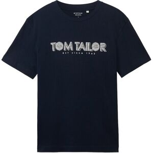 TOM TAILOR Herren T-Shirt mit Logo Print, blau, Logo Print, Gr. XL