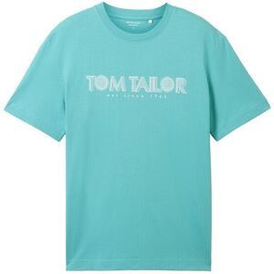 TOM TAILOR Herren T-Shirt mit Logo Print, blau, Logo Print, Gr. S