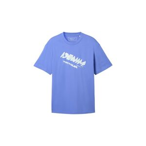 TOM TAILOR DENIM Herren T-Shirt mit Logo Print, blau, Logo Print, Gr. L