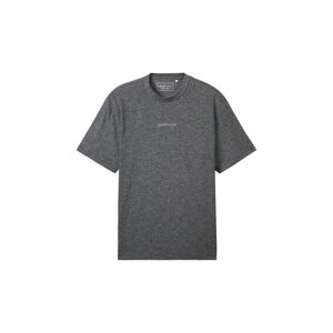 TOM TAILOR DENIM Herren Melange T-Shirt, schwarz, Melange Optik, Gr. XL