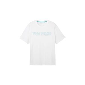 TOM TAILOR Herren Plus - T-Shirt mit Logo Print, weiß, Logo Print, Gr. 2XL
