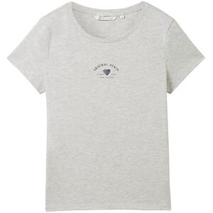 TOM TAILOR DENIM Damen T-Shirt mit Bio-Baumwolle, grau, Print, Gr. S