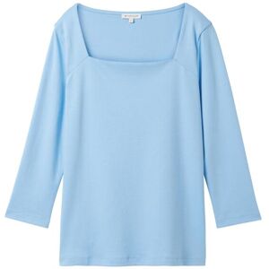 TOM TAILOR Damen 3/4 Arm Shirt mit Karree-Ausschnitt, blau, Uni, Gr. XS