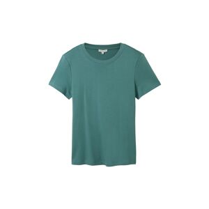 TOM TAILOR Damen Basic T-Shirt mit Rundhalsausschnitt, grün, Uni, Gr. M