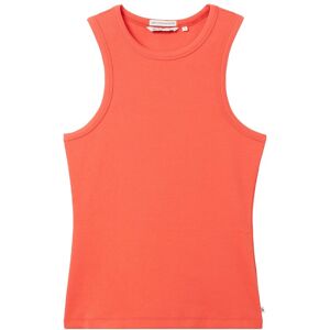 TOM TAILOR DENIM Damen Tanktop aus feinem Ripp, rot, Uni, Gr. M