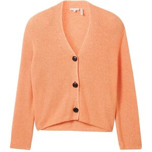 TOM TAILOR Damen Cardigan mit TENCEL™ × REFIBRA™ Lyocell-Fasern, orange, Melange Optik, Gr. XL