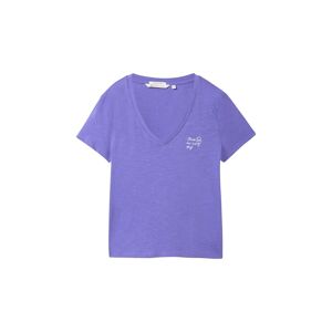 TOM TAILOR DENIM Damen T-Shirt aus Bio-Baumwolle, lila, Uni, Gr. XL