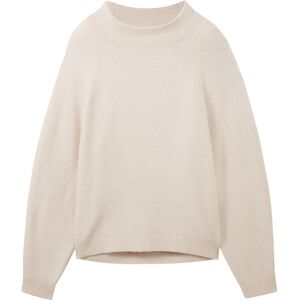 TOM TAILOR Damen Strickpullover mit Raglanärmeln, beige, Melange Optik, Gr. L