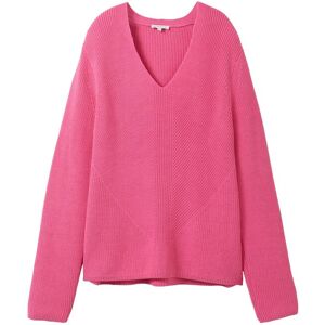 TOM TAILOR Damen Strickpullover mit V-Ausschnitt, rosa, Uni, Gr. XS