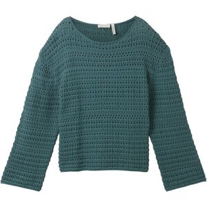 TOM TAILOR Damen Strickpullover aus Bio-Baumwolle, grün, Uni, Gr. XS