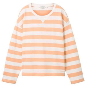 TOM TAILOR Damen Gestreiftes Sweatshirt mit Bio-Baumwolle, orange, Streifenmuster, Gr. L