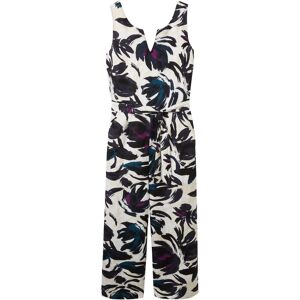 TOM TAILOR Damen Leinen Overall mit Print, blau, Allover Print, Gr. 46